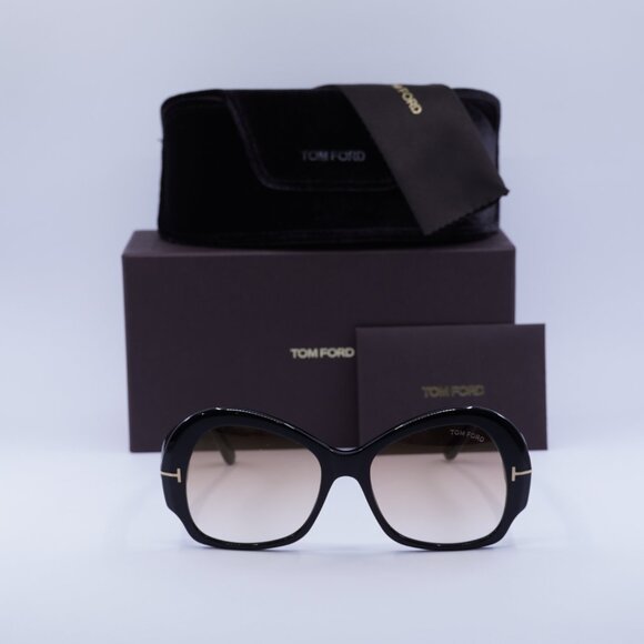 Tom Ford FT0874 01G Zelda Butterfly Sunglasses - Black\\Brown main image 9